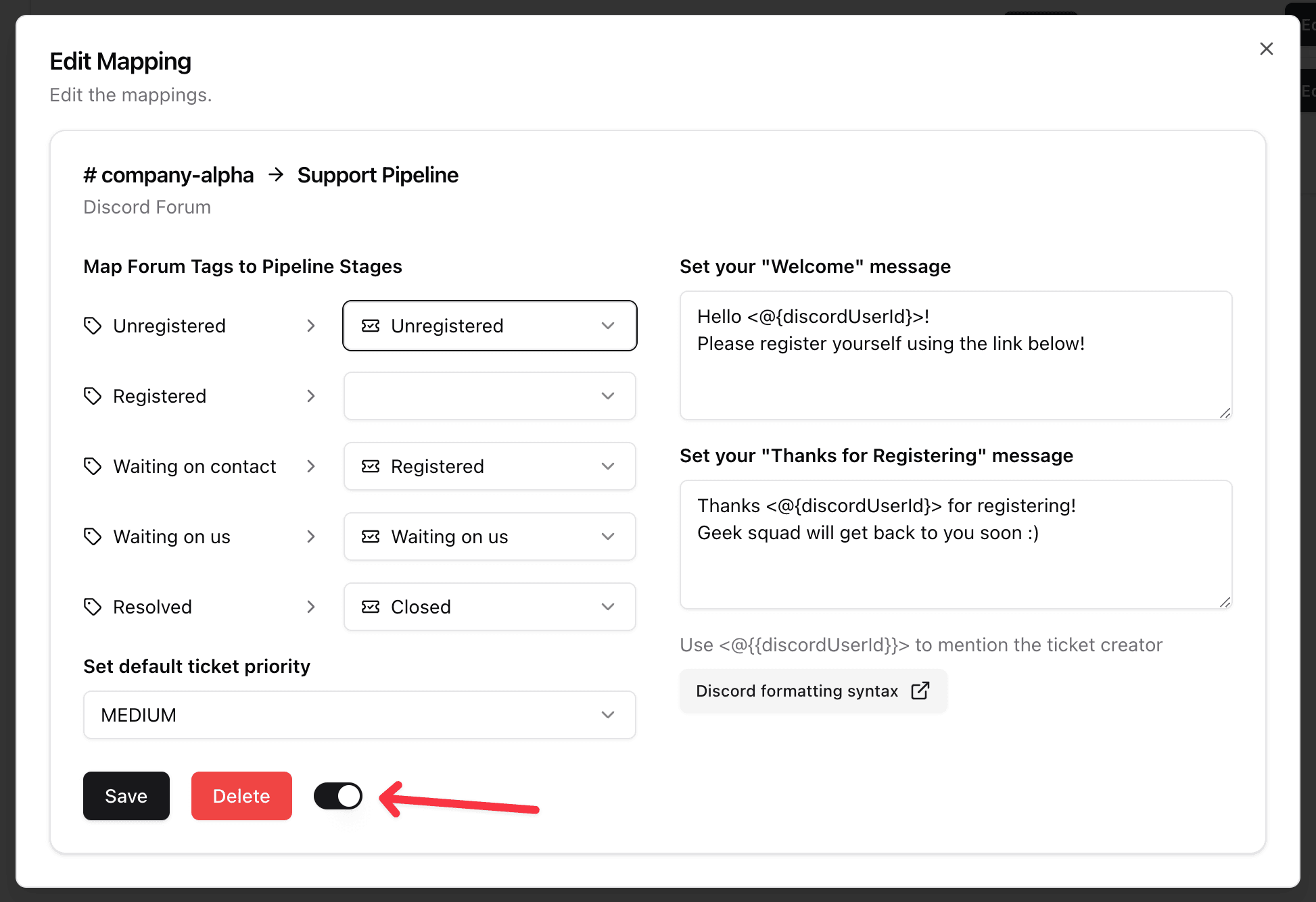 Map your HubSpot pipeline stages to Discord forum tags